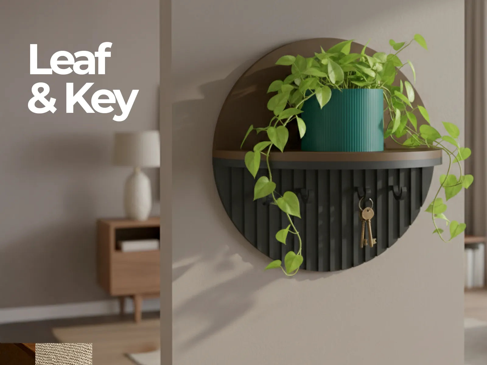 Leaf & Key: Circular Wall-Mounted Shelf and Key Holder